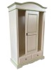 MOBILI 2G - Armadio 2 ante scorrevoli legno shabby avorio anticato filo verde 122X59X200 VISTA FRONTALE