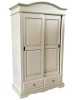 MOBILI 2G - Armadio 2 ante scorrevoli legno shabby avorio anticato filo verde 122X59X200 VISTA FRONTALE