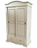 MOBILI 2G - Armadio 2 ante scorrevoli legno shabby avorio anticato filo verde 122X59X200 VISTA FRONTALE