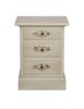 MOBILI 2G - Comodino 3 cassetti legno shabby bianco anticato decori 50x38x65 VISTA FRONTALE