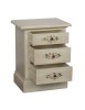 MOBILI 2G - Comodino 3 cassetti legno shabby bianco anticato decori 50x38x65 VISTA FRONTALE