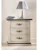 MOBILI 2G - Comodino 3 cassetti legno shabby bianco anticato decori filo azzurro 60x35x64 vista frontale