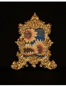 portafoto in foglia oro rettangolare-sagomata- Misure: l.21 x h.26 x p.2