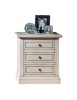 MOBILI 2G - Comodino 3 cassetti legno shabby bianco anticato decori filo azzurro 60x35x64 vista frontale
