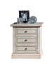 MOBILI 2G - Comodino 3 cassetti legno shabby bianco anticato decori filo azzurro 60x35x64 vista frontale