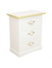 MOBILI 2G - Comodino 3 cassetti legno shabby bianco decori filo verde 60x35x64 vista frontale