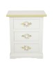 MOBILI 2G - Comodino 3 cassetti legno shabby bianco decori filo verde 60x35x64 vista frontale