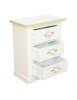 MOBILI 2G - Comodino 3 cassetti legno shabby bianco decori filo verde 60x35x64 vista frontale