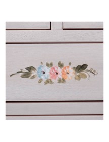 Cassettiera 6 cassetti in legno shabby bianco anticato decorato 62x...