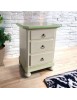 MOBILI 2G - Comodino 3 cassetti legno shabby avorio anticato decori filo verde 51x40x66 vista frontale