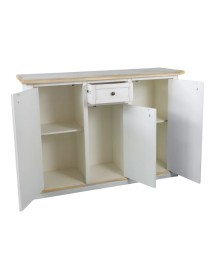 MOBILI 2G - Credenza 3 porte 1 cassetto bianco anticato decori filo rosa 120x39x85 vista frontale