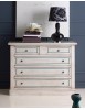 MOBILI 2G - Cassettiera 5 cassetti legno shabby bianco anticato filo azzurro 117x51X101 VISTA FRONTALE