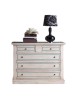 MOBILI 2G - Cassettiera 5 cassetti legno shabby bianco anticato filo azzurro 117x51X101 VISTA FRONTALE