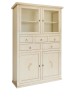 MOBILI 2G - Dispensa 4 porte 5 cassetti legno avorio anticato decori shabby 120x41x187 VISTA FRONTALE