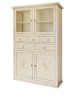MOBILI 2G - Dispensa 4 porte 5 cassetti legno avorio anticato decori shabby 120x41x187 VISTA FRONTALE