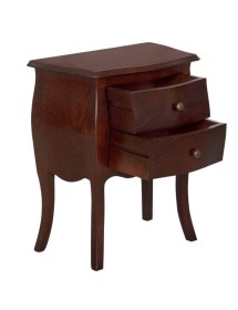 MOBILI 2G - Comodino 2 cassetti sagomato legno tinta noce scuro 50x30x60 VISTA FRONTALE