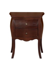 MOBILI 2G - Comodino 2 cassetti sagomato legno tinta noce scuro 50x30x60 VISTA FRONTALE