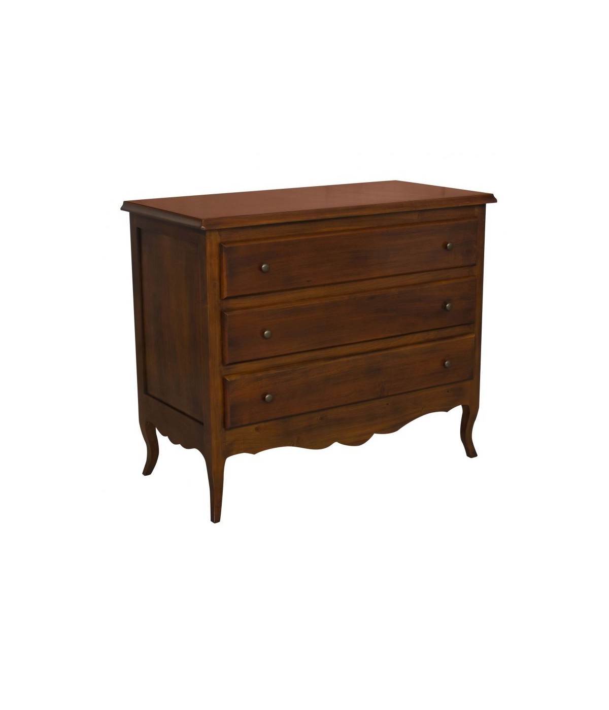 MOBILI 2G - Cassettiera 3 cassetti arte povera legno noce bassano 107x52X89 VISTA FRONTALE