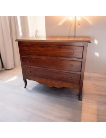 MOBILI 2G - Cassettiera 3 cassetti arte povera legno noce bassano 107x52X89 VISTA FRONTALE