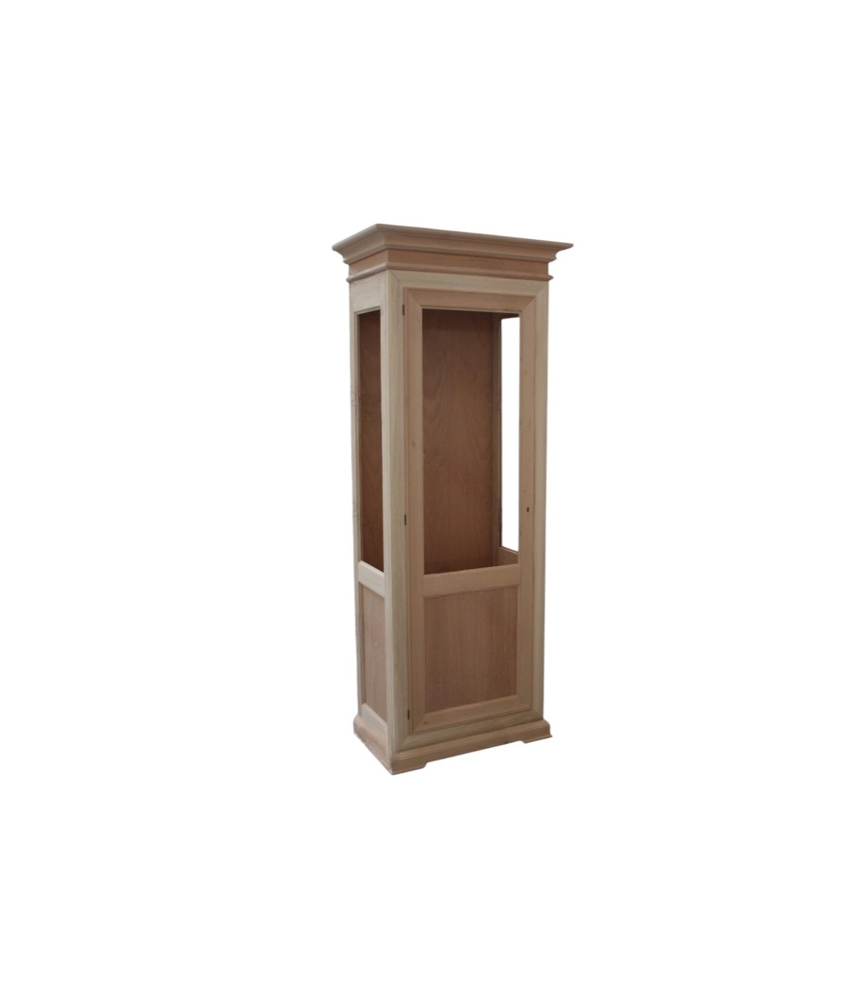 MOBILI 2G - VETRINA CLASSICA 1 PORTA DX-SX IN LEGNO GREZZO L.86 P.51 H.215 VISTA FRONTALE