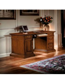 MOBILI 2G - SCRIVANIA PORTA PC ARTE POVERA IN LEGNO TINTA NOCE 160X80X87 vista frontale