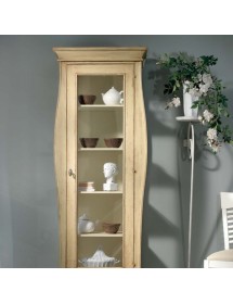 MOBILI 2G - VETRINA 1 PORTA IN LEGNO LACCATO AVORIO PATINATO MISURE L.71 P.48 H.204 (3095)