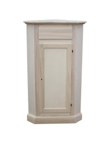 MOBILI 2G - ANGOLARE IN LEGNO CLASSICO 1 PORTA 1 CASSETTO GREZZO L.54 X 54 H.130 vista frontale