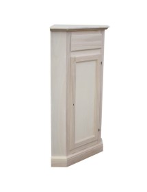 MOBILI 2G - ANGOLARE IN LEGNO CLASSICO 1 PORTA 1 CASSETTO GREZZO L.54 X 54 H.130 vista frontale