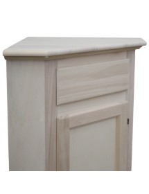 MOBILI 2G - ANGOLARE IN LEGNO CLASSICO 1 PORTA 1 CASSETTO GREZZO L.54 X 54 H.130 vista frontale