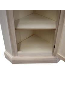 MOBILI 2G - ANGOLARE IN LEGNO CLASSICO 1 PORTA 1 CASSETTO GREZZO L.54 X 54 H.130 vista frontale