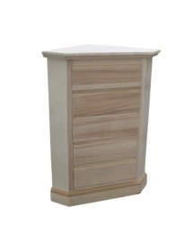 MOBILI 2G -  Cassettiera classica 5 cassetti legno grezzo 54x54x100 VISTA FRONTALE