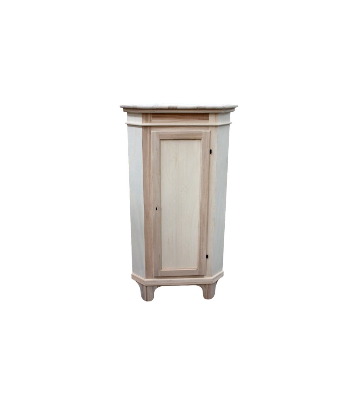 MOBILI 2G - Mobile angolare 1 porta classico legno grezzo L.52 P.52 H.138 vista frontale