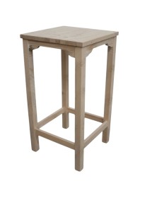 MOBILI 2G - Tavolino Bar alto quadrato Legno abete grezzo 55x55x105 vista frontale