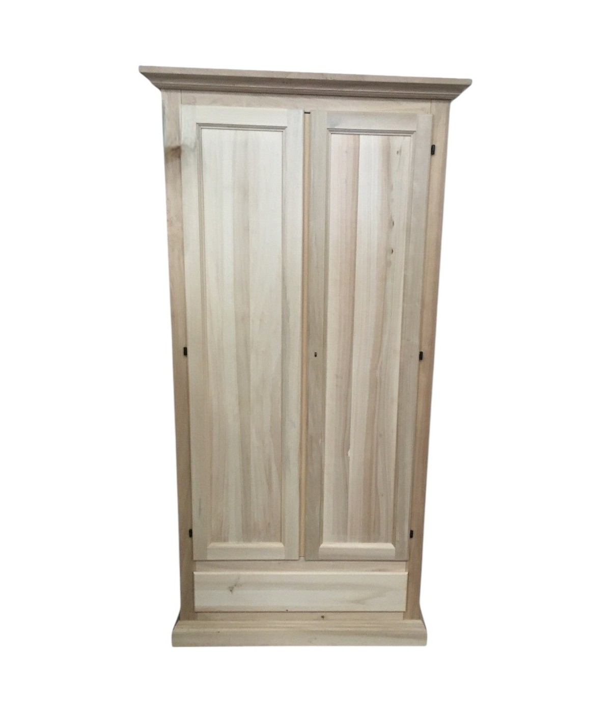 MOBILI 2G - ARMADIO CLASSICO IN LEGNO 2 PORTE 1 CASSETTO GREZZO L.90 P.45 H.180 vista frontale