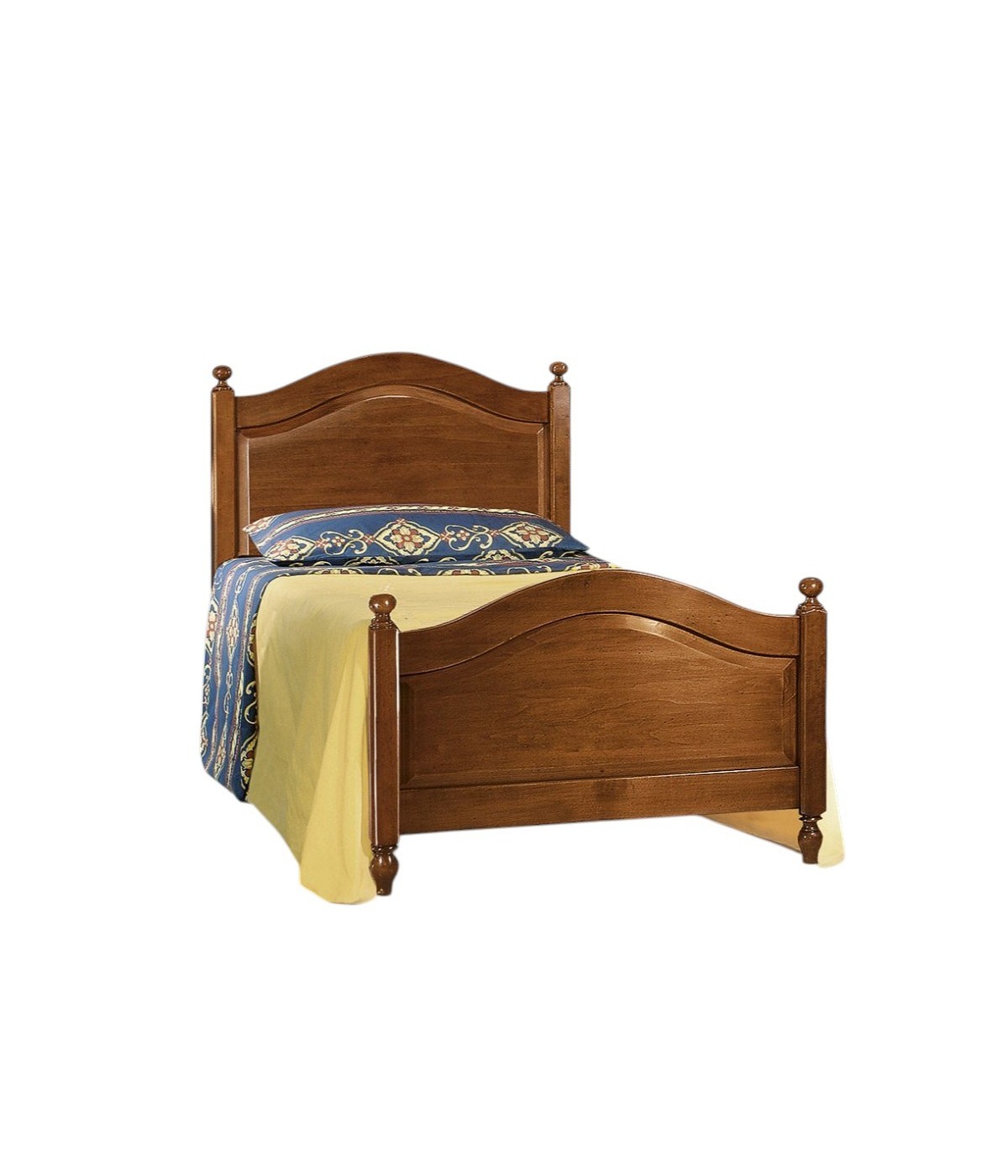 MOBILI 2G - Letto 1 piazza e mezza arte povera legno tinta noce 129x212x112 VISTA FRONTALE