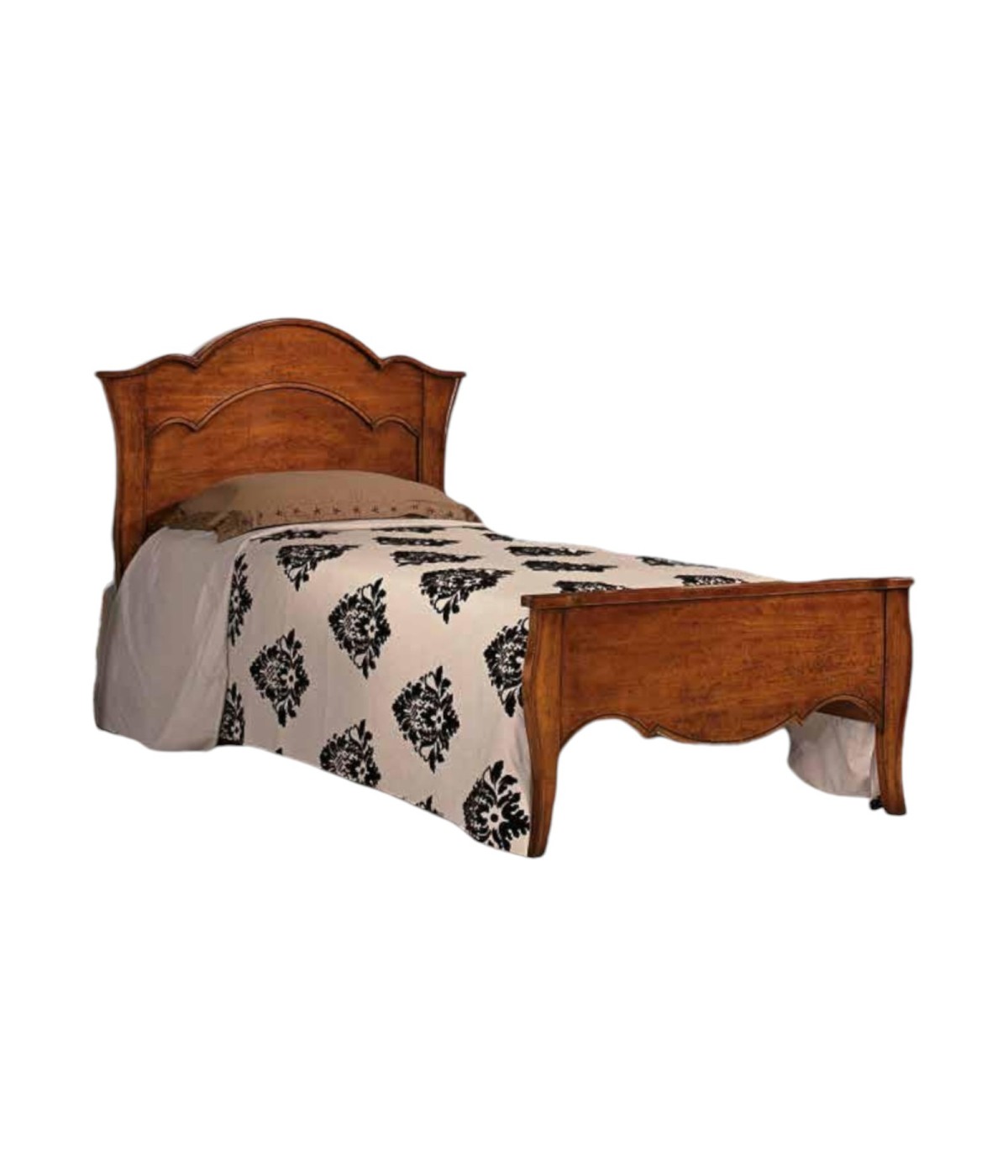 MOBILI 2G - Letto 1 piazza e mezza classico legno tinta noce 157x211x119 VISTA FRONTALE