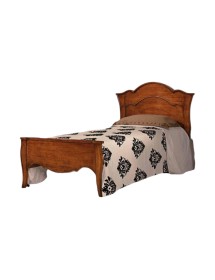 MOBILI 2G - Letto 1 piazza e mezza classico legno tinta noce 157x211x119 VISTA FRONTALE