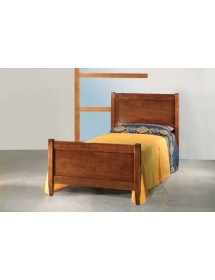 MOBILI 2G - Letto 1 piazza e mezza legno arte povera tinta noce 131x210x108 vista frontale