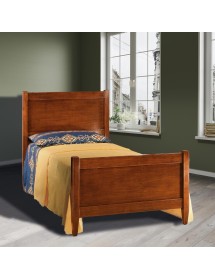 MOBILI 2G - Letto 1 piazza e mezza legno arte povera tinta noce 131x210x108 vista frontale
