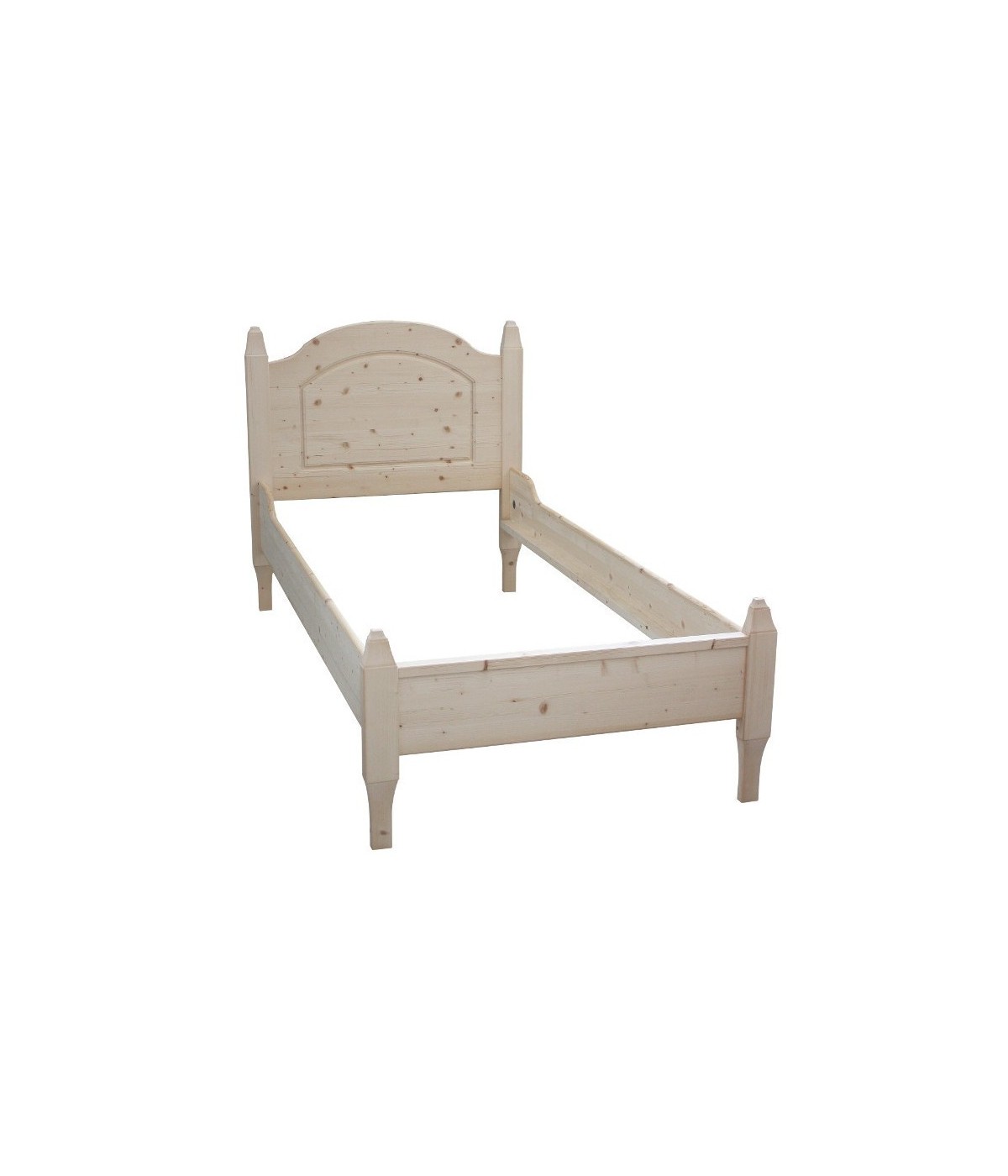 MOBILI 2G - Letto singolo arte povera legno massello abete grezzo 103x210x106 vista frontale