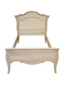 MOBILI 2G - Letto singolo arte povera legno grezzo 122x211x113 vista frontale