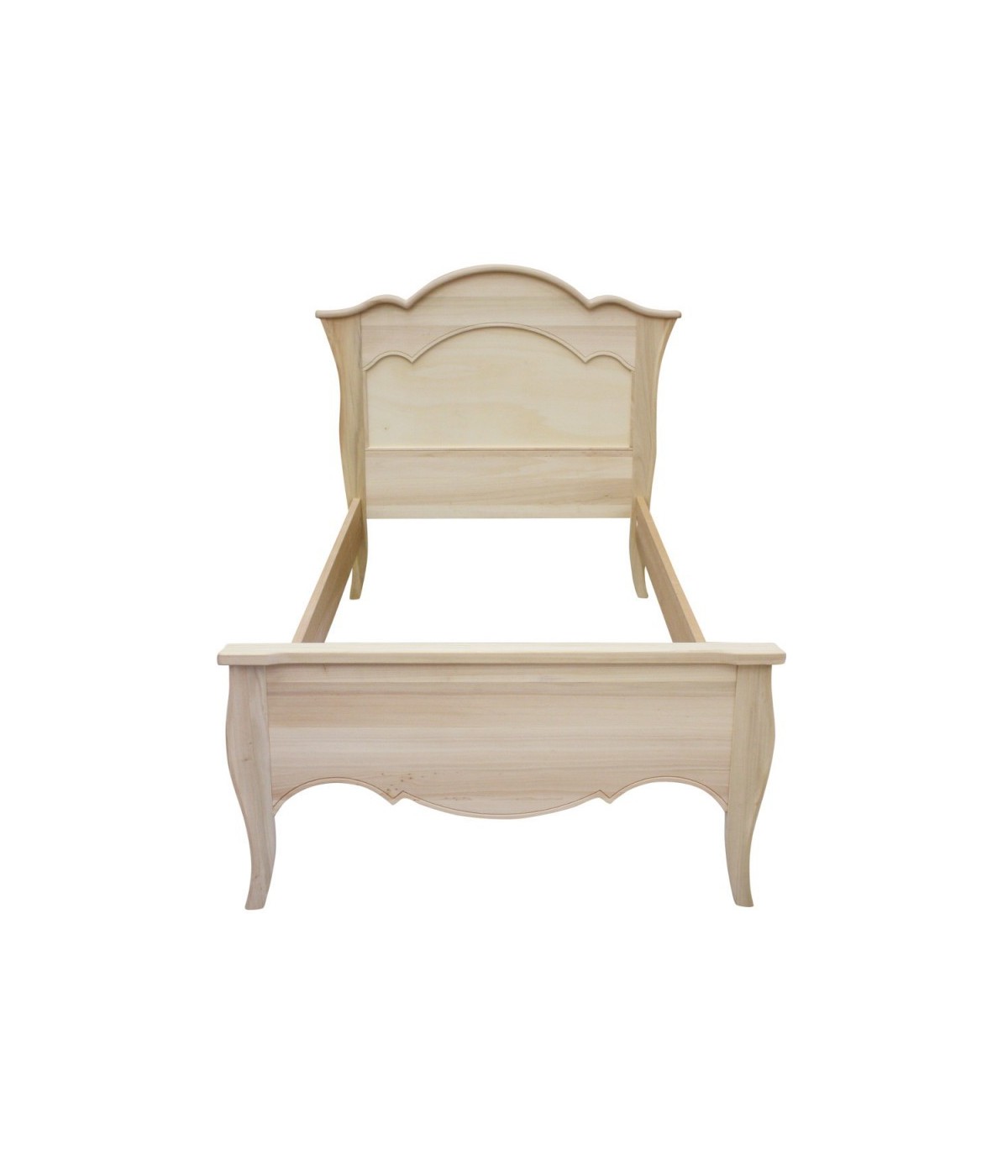 MOBILI 2G - Letto 1 piazza e mezza arte povera legno grezzo 157x211x119 vista frontale