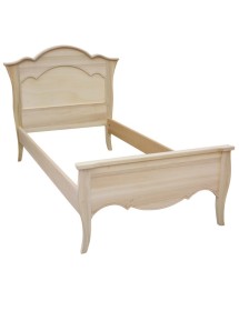 MOBILI 2G - Letto 1 piazza e mezza arte povera legno grezzo 157x211x119 vista frontale