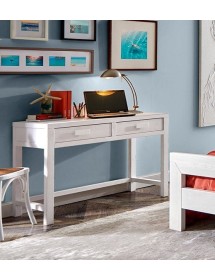 MOBILI 2G - SCRIVANIA 2 CASSETTI IN LEGNO MASSELLO ABETE GREZZO L.110 P.55 H.80 vista frontale