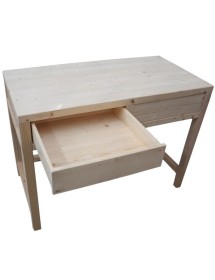 MOBILI 2G - SCRIVANIA 2 CASSETTI IN LEGNO MASSELLO ABETE GREZZO L.110 P.55 H.80 vista frontale