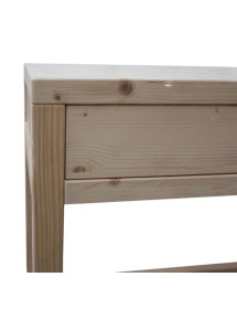 MOBILI 2G - SCRIVANIA 2 CASSETTI IN LEGNO MASSELLO ABETE GREZZO L.110 P.55 H.80 vista frontale
