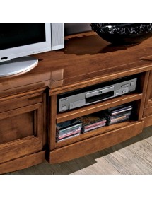 MOBILI 2G Porta tv classico 2 cassetti intarsio Legno bassano 200x55x52 vista frontale