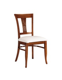 Sedia classica intagliata legno imbottita tinta noce bassano 44X53X93