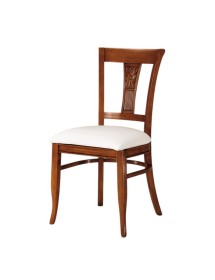 Sedia classica intagliata legno imbottita tinta noce bassano 44X53X93