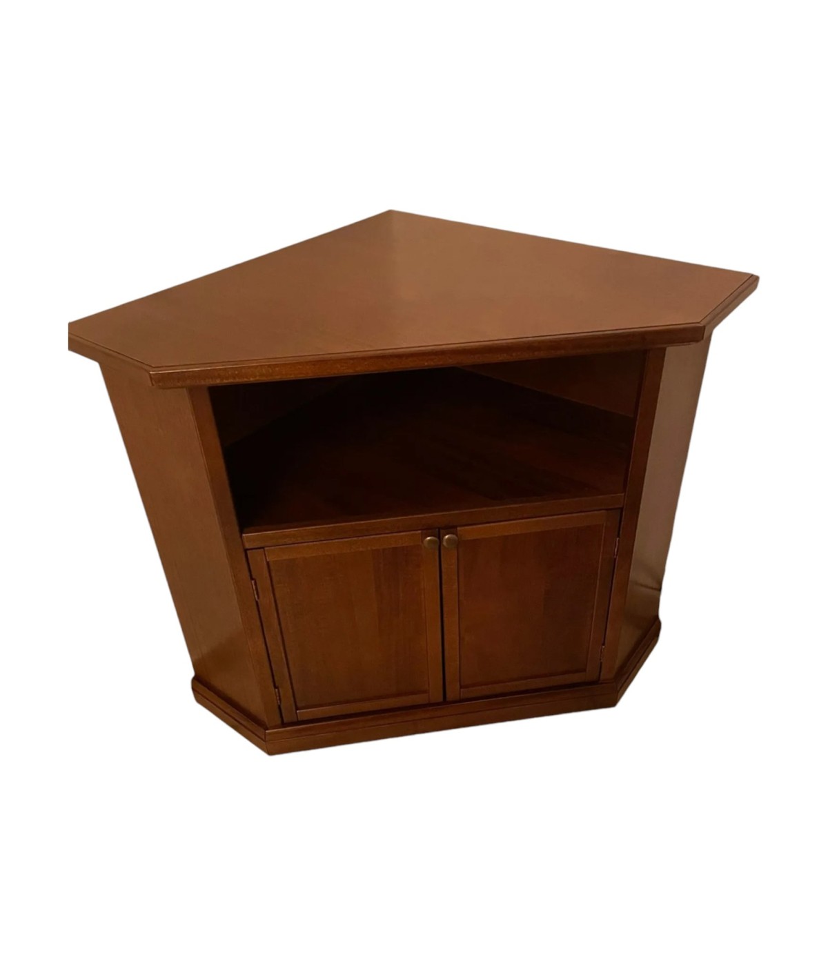 MOBILI 2G - PORTA TV IN LEGNO ARTE POVERA AD ANGOLO TINTA NOCE 70x70xH75 (376) vista frontale